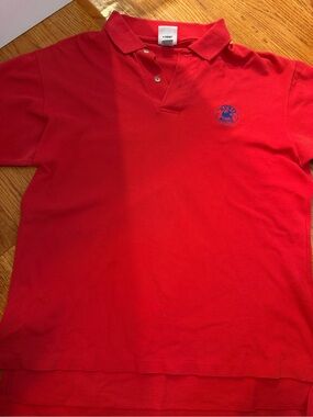 Vintage Red Disney Wear short-sleeve polo shirt Mickey Mouse embroidered logo